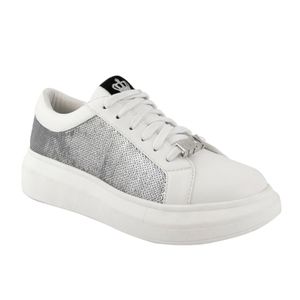 Women's Juicy by Juicy Couture Della Sequin Sneakers (White/Silver)